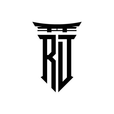 İlk logo geometrik modern Torii Kapısı Japon stili tasarımı ile izole edilmiş arka plan, minimalist geometrik Japon tarzı logo.