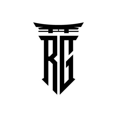 İlk logo geometrik modern Torii Kapısı Japon stili tasarımı ile izole edilmiş arka plan, minimalist geometrik Japon tarzı logo.