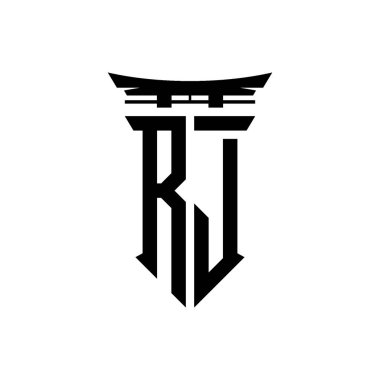 İlk logo geometrik modern Torii Kapısı Japon stili tasarımı ile izole edilmiş arka plan, minimalist geometrik Japon tarzı logo.