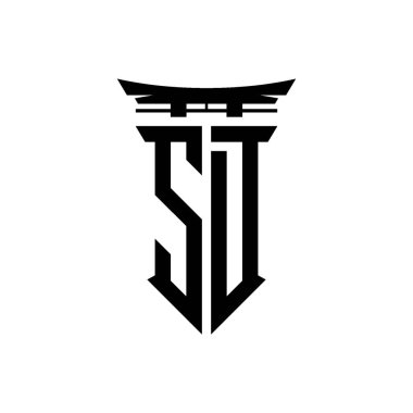İlk logo geometrik modern Torii Kapısı Japon stili tasarımı ile izole edilmiş arka plan, minimalist geometrik Japon tarzı logo.