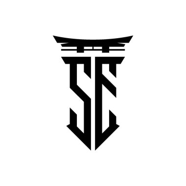 İlk logo geometrik modern Torii Kapısı Japon stili tasarımı ile izole edilmiş arka plan, minimalist geometrik Japon tarzı logo.