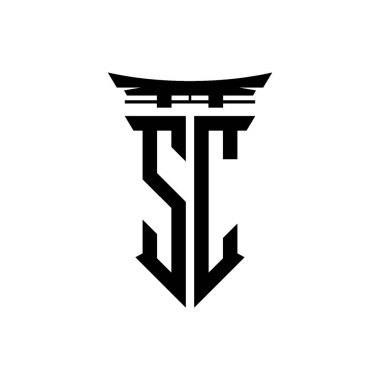 İlk logo geometrik modern Torii Kapısı Japon stili tasarımı ile izole edilmiş arka plan, minimalist geometrik Japon tarzı logo.