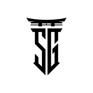 İlk logo geometrik modern Torii Kapısı Japon stili tasarımı ile izole edilmiş arka plan, minimalist geometrik Japon tarzı logo.