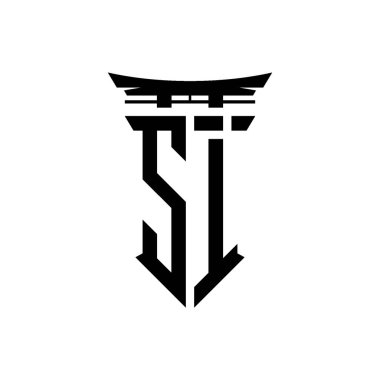 İlk logo geometrik modern Torii Kapısı Japon stili tasarımı ile izole edilmiş arka plan, minimalist geometrik Japon tarzı logo.