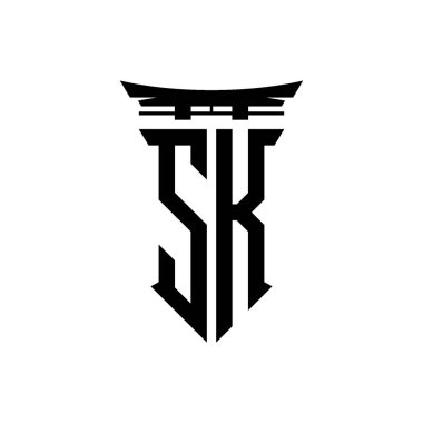İlk logo geometrik modern Torii Kapısı Japon stili tasarımı ile izole edilmiş arka plan, minimalist geometrik Japon tarzı logo.
