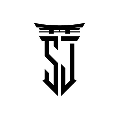 İlk logo geometrik modern Torii Kapısı Japon stili tasarımı ile izole edilmiş arka plan, minimalist geometrik Japon tarzı logo.
