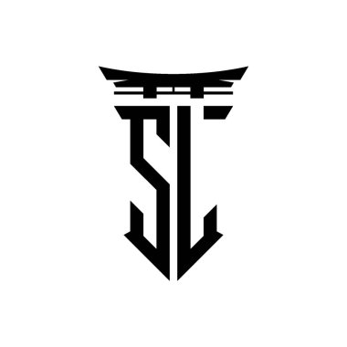 İlk logo geometrik modern Torii Kapısı Japon stili tasarımı ile izole edilmiş arka plan, minimalist geometrik Japon tarzı logo.