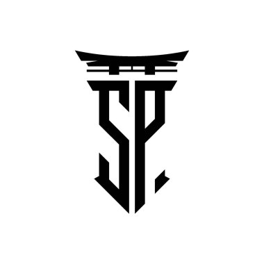 İlk logo geometrik modern Torii Kapısı Japon stili tasarımı ile izole edilmiş arka plan, minimalist geometrik Japon tarzı logo.