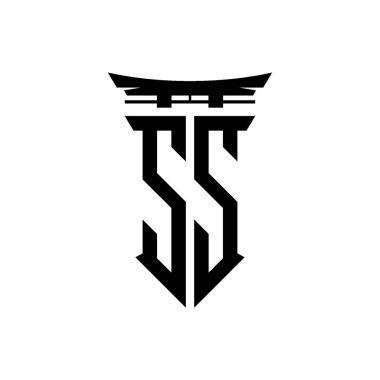 İlk logo geometrik modern Torii Kapısı Japon stili tasarımı ile izole edilmiş arka plan, minimalist geometrik Japon tarzı logo.