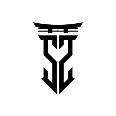 İlk logo geometrik modern Torii Kapısı Japon stili tasarımı ile izole edilmiş arka plan, minimalist geometrik Japon tarzı logo.