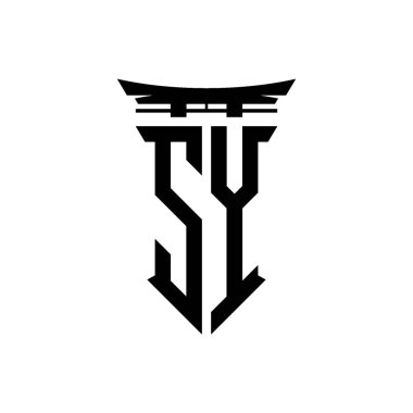 İlk logo geometrik modern Torii Kapısı Japon stili tasarımı ile izole edilmiş arka plan, minimalist geometrik Japon tarzı logo.