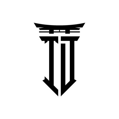 İlk logo geometrik modern Torii Kapısı Japon stili tasarımı ile izole edilmiş arka plan, minimalist geometrik Japon tarzı logo.