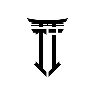 İlk logo geometrik modern Torii Kapısı Japon stili tasarımı ile izole edilmiş arka plan, minimalist geometrik Japon tarzı logo.