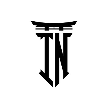 İlk logo geometrik modern Torii Kapısı Japon stili tasarımı ile izole edilmiş arka plan, minimalist geometrik Japon tarzı logo.