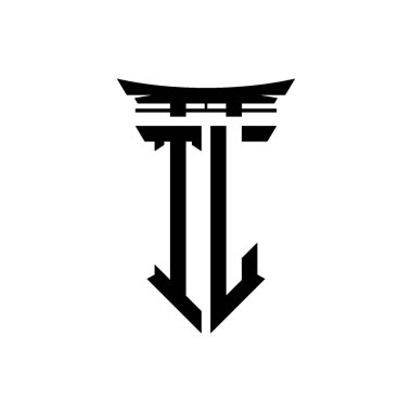 İlk logo geometrik modern Torii Kapısı Japon stili tasarımı ile izole edilmiş arka plan, minimalist geometrik Japon tarzı logo.