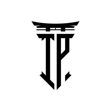 İlk logo geometrik modern Torii Kapısı Japon stili tasarımı ile izole edilmiş arka plan, minimalist geometrik Japon tarzı logo.