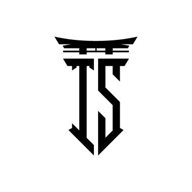 İlk logo geometrik modern Torii Kapısı Japon stili tasarımı ile izole edilmiş arka plan, minimalist geometrik Japon tarzı logo.