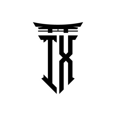 İlk logo geometrik modern Torii Kapısı Japon stili tasarımı ile izole edilmiş arka plan, minimalist geometrik Japon tarzı logo.