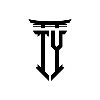 İlk logo geometrik modern Torii Kapısı Japon stili tasarımı ile izole edilmiş arka plan, minimalist geometrik Japon tarzı logo.