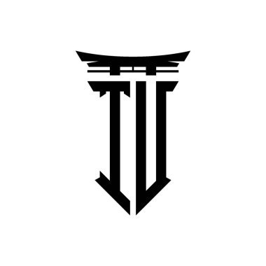 İlk logo geometrik modern Torii Kapısı Japon stili tasarımı ile izole edilmiş arka plan, minimalist geometrik Japon tarzı logo.