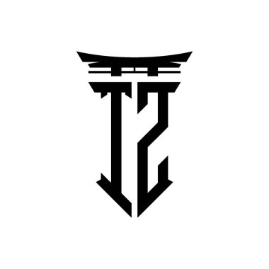 İlk logo geometrik modern Torii Kapısı Japon stili tasarımı ile izole edilmiş arka plan, minimalist geometrik Japon tarzı logo.