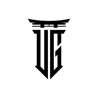 İlk logo geometrik modern Torii Kapısı Japon stili tasarımı ile izole edilmiş arka plan, minimalist geometrik Japon tarzı logo.