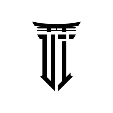 İlk logo geometrik modern Torii Kapısı Japon stili tasarımı ile izole edilmiş arka plan, minimalist geometrik Japon tarzı logo.