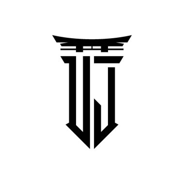İlk logo geometrik modern Torii Kapısı Japon stili tasarımı ile izole edilmiş arka plan, minimalist geometrik Japon tarzı logo.