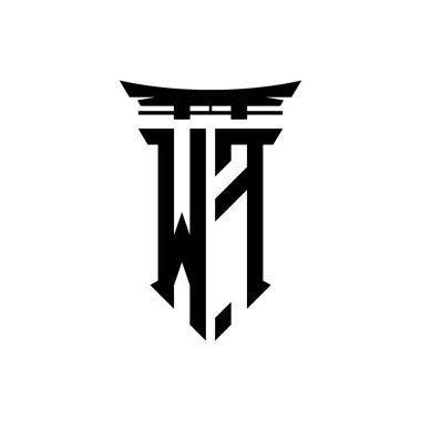 İlk logo geometrik modern Torii Kapısı Japon stili tasarımı ile izole edilmiş arka plan, minimalist geometrik Japon tarzı logo.