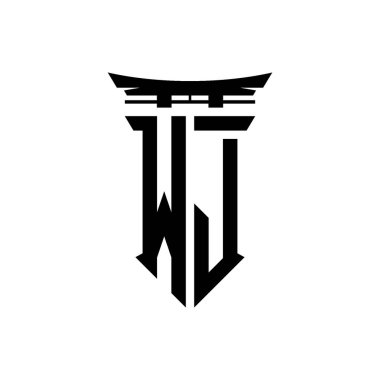 İlk logo geometrik modern Torii Kapısı Japon stili tasarımı ile izole edilmiş arka plan, minimalist geometrik Japon tarzı logo.