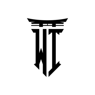 İlk logo geometrik modern Torii Kapısı Japon stili tasarımı ile izole edilmiş arka plan, minimalist geometrik Japon tarzı logo.