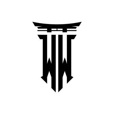 İlk logo geometrik modern Torii Kapısı Japon stili tasarımı ile izole edilmiş arka plan, minimalist geometrik Japon tarzı logo.