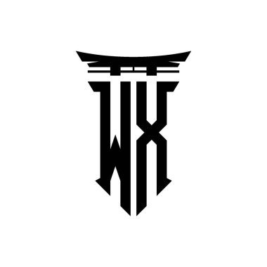 İlk logo geometrik modern Torii Kapısı Japon stili tasarımı ile izole edilmiş arka plan, minimalist geometrik Japon tarzı logo.