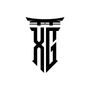 İlk logo geometrik modern Torii Kapısı Japon stili tasarımı ile izole edilmiş arka plan, minimalist geometrik Japon tarzı logo.