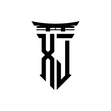 İlk logo geometrik modern Torii Kapısı Japon stili tasarımı ile izole edilmiş arka plan, minimalist geometrik Japon tarzı logo.