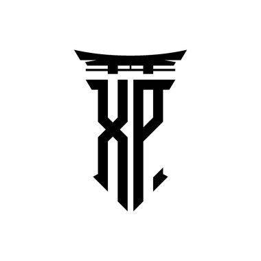 İlk logo geometrik modern Torii Kapısı Japon stili tasarımı ile izole edilmiş arka plan, minimalist geometrik Japon tarzı logo.