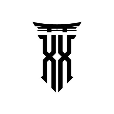 İlk logo geometrik modern Torii Kapısı Japon stili tasarımı ile izole edilmiş arka plan, minimalist geometrik Japon tarzı logo.