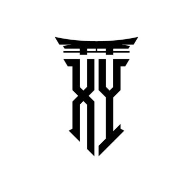 İlk logo geometrik modern Torii Kapısı Japon stili tasarımı ile izole edilmiş arka plan, minimalist geometrik Japon tarzı logo.