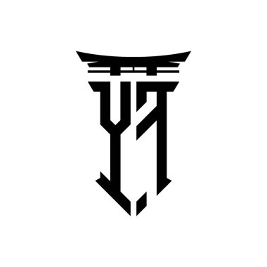 İlk logo geometrik modern Torii Kapısı Japon stili tasarımı ile izole edilmiş arka plan, minimalist geometrik Japon tarzı logo.
