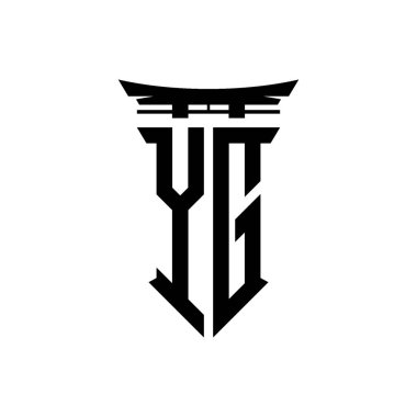 İlk logo geometrik modern Torii Kapısı Japon stili tasarımı ile izole edilmiş arka plan, minimalist geometrik Japon tarzı logo.