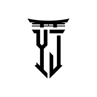 İlk logo geometrik modern Torii Kapısı Japon stili tasarımı ile izole edilmiş arka plan, minimalist geometrik Japon tarzı logo.