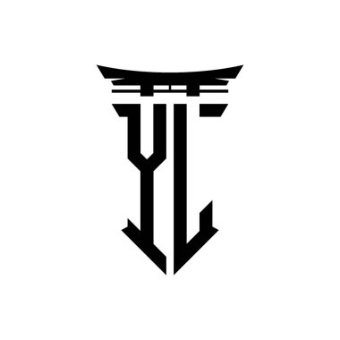 İlk logo geometrik modern Torii Kapısı Japon stili tasarımı ile izole edilmiş arka plan, minimalist geometrik Japon tarzı logo.