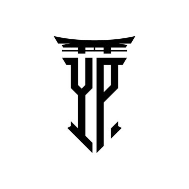 İlk logo geometrik modern Torii Kapısı Japon stili tasarımı ile izole edilmiş arka plan, minimalist geometrik Japon tarzı logo.