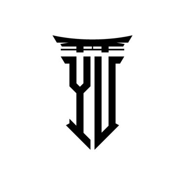 İlk logo geometrik modern Torii Kapısı Japon stili tasarımı ile izole edilmiş arka plan, minimalist geometrik Japon tarzı logo.