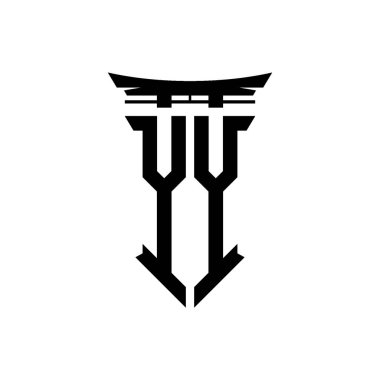 İlk logo geometrik modern Torii Kapısı Japon stili tasarımı ile izole edilmiş arka plan, minimalist geometrik Japon tarzı logo.