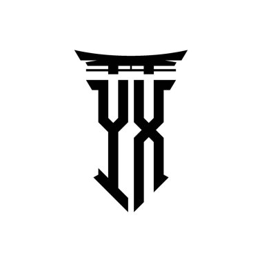 İlk logo geometrik modern Torii Kapısı Japon stili tasarımı ile izole edilmiş arka plan, minimalist geometrik Japon tarzı logo.