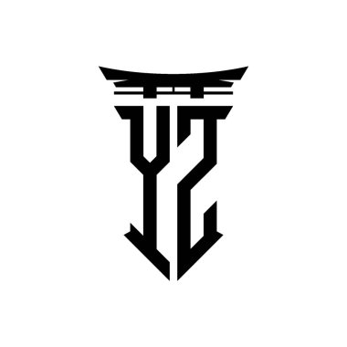 İlk logo geometrik modern Torii Kapısı Japon stili tasarımı ile izole edilmiş arka plan, minimalist geometrik Japon tarzı logo.