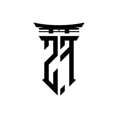 İlk logo geometrik modern Torii Kapısı Japon stili tasarımı ile izole edilmiş arka plan, minimalist geometrik Japon tarzı logo.