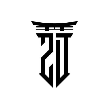 İlk logo geometrik modern Torii Kapısı Japon stili tasarımı ile izole edilmiş arka plan, minimalist geometrik Japon tarzı logo.