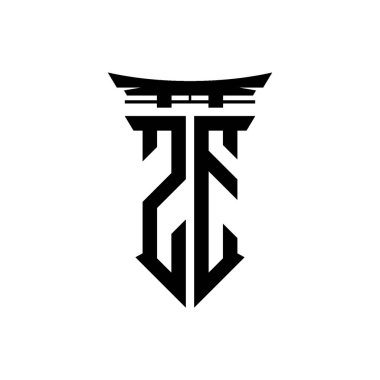 İlk logo geometrik modern Torii Kapısı Japon stili tasarımı ile izole edilmiş arka plan, minimalist geometrik Japon tarzı logo.